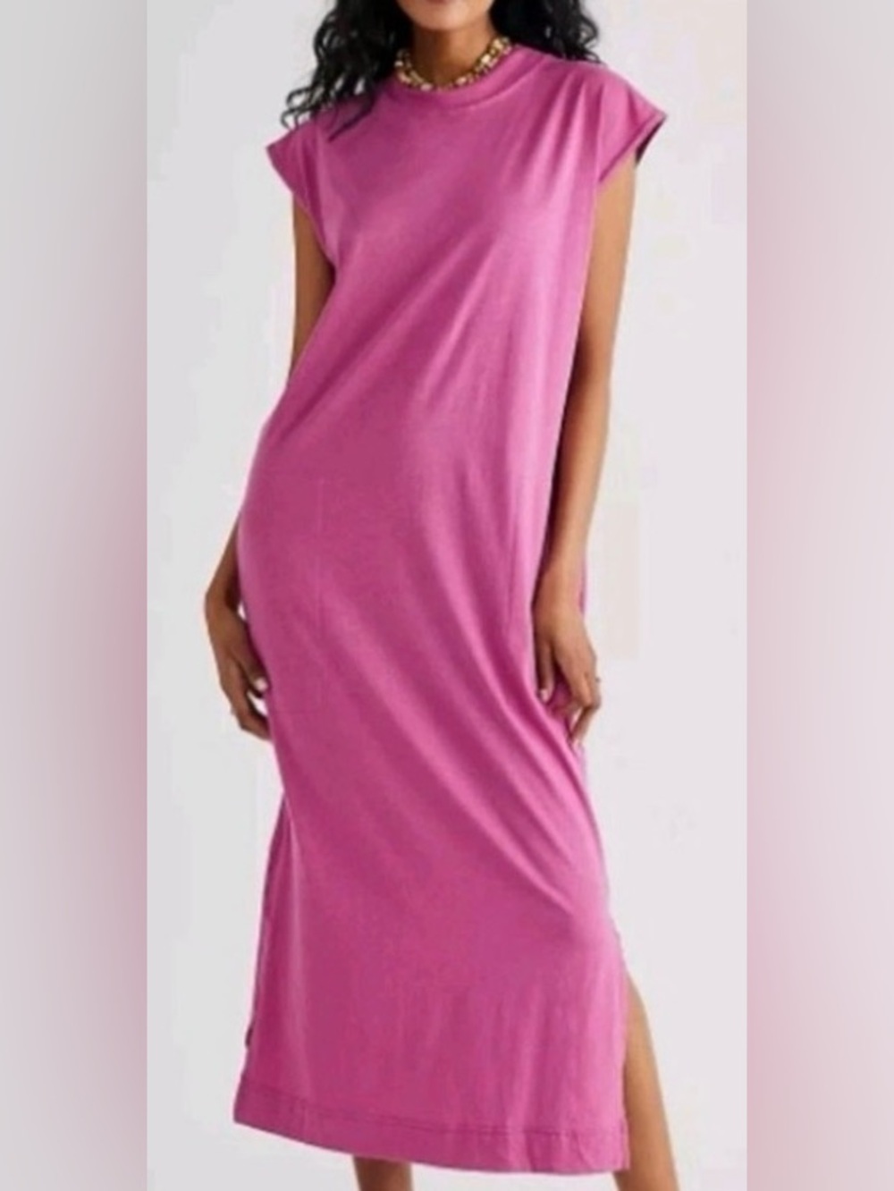 Free People Pink Maxi Dress Medium Flowy Spring Summer Vacation Boho Soft